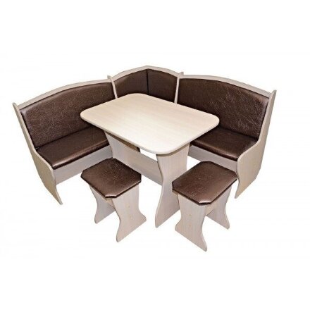 Кухонный уголок Аленка-3 (комплект со столом и табуретами) шимо светлый/коричневый металлик  