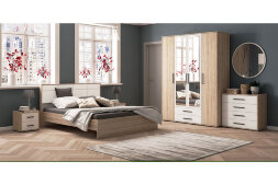 Шкаф 4 двери с ящиками Соната, Дуб сонома/Белый  